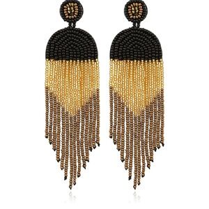 Elegant Black and Gold Beaded Earrings